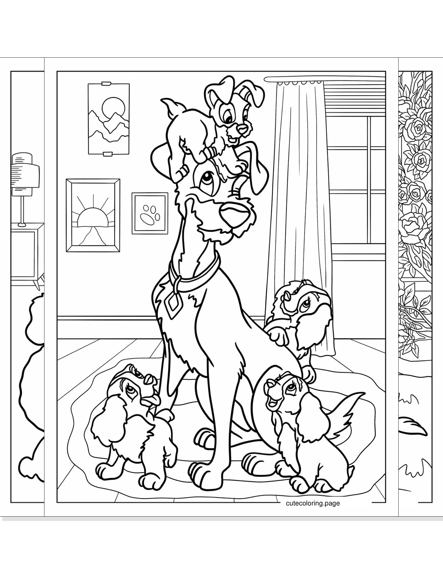 lady and the tramp coloring pages