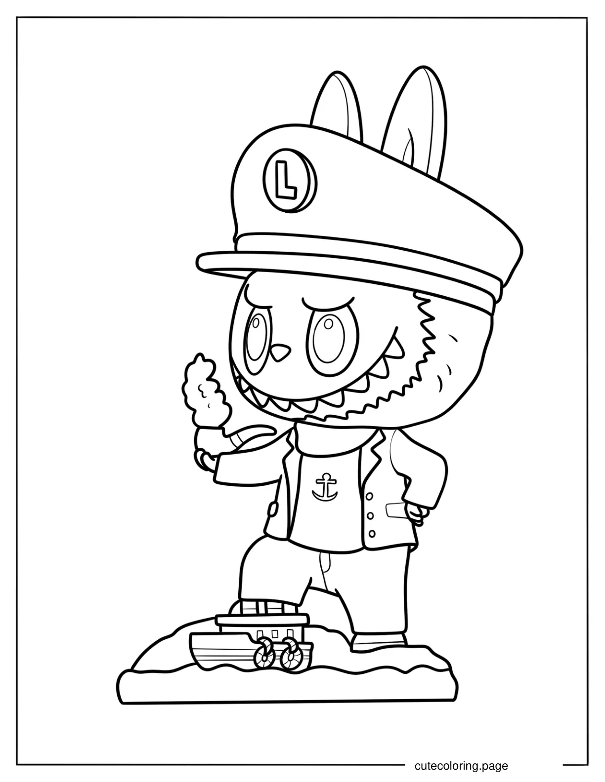 Labubu Captain Figurine Coloring Page For Kids coloring page
