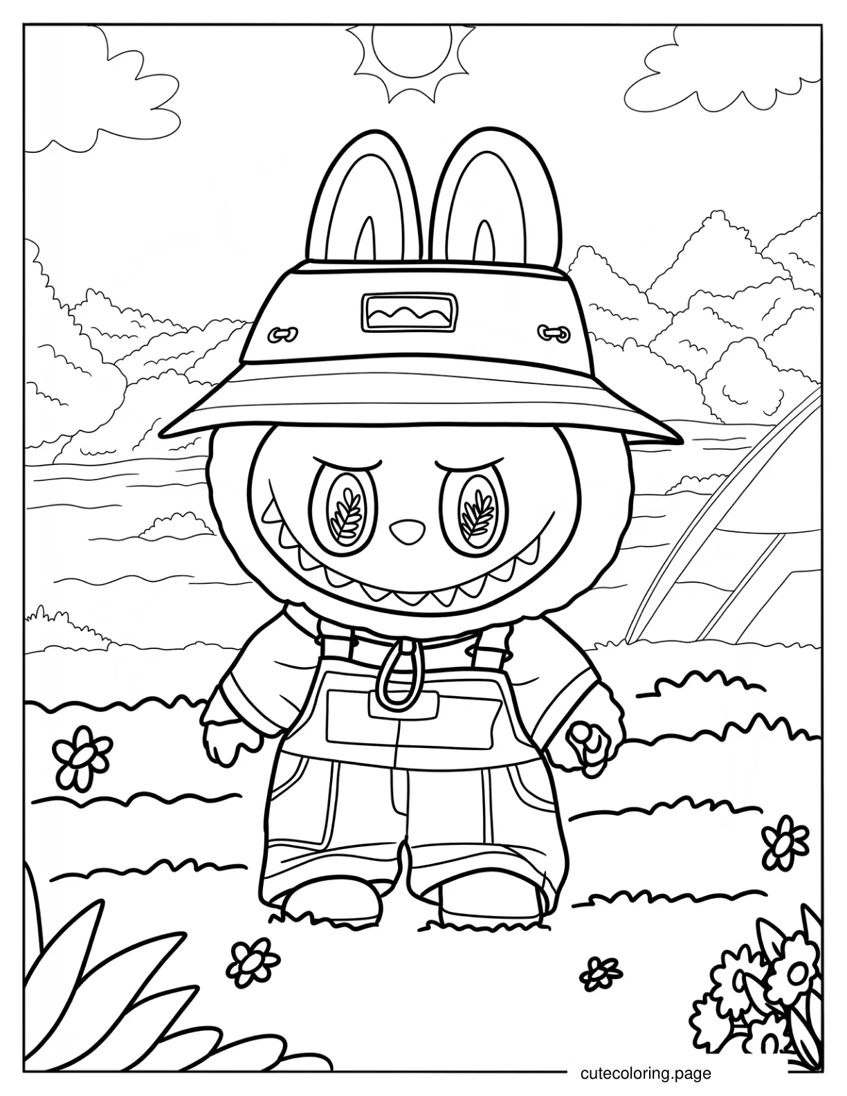 Labubu Farmer In A Field Coloring Sheet coloring page