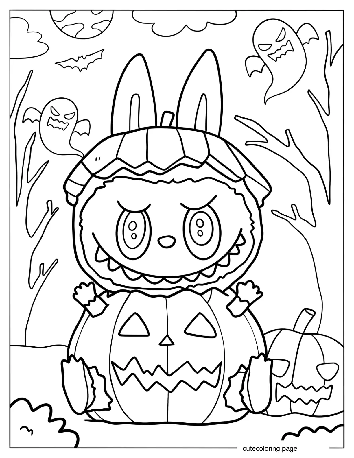 Labubu Inside A Jack O Lantern coloring page