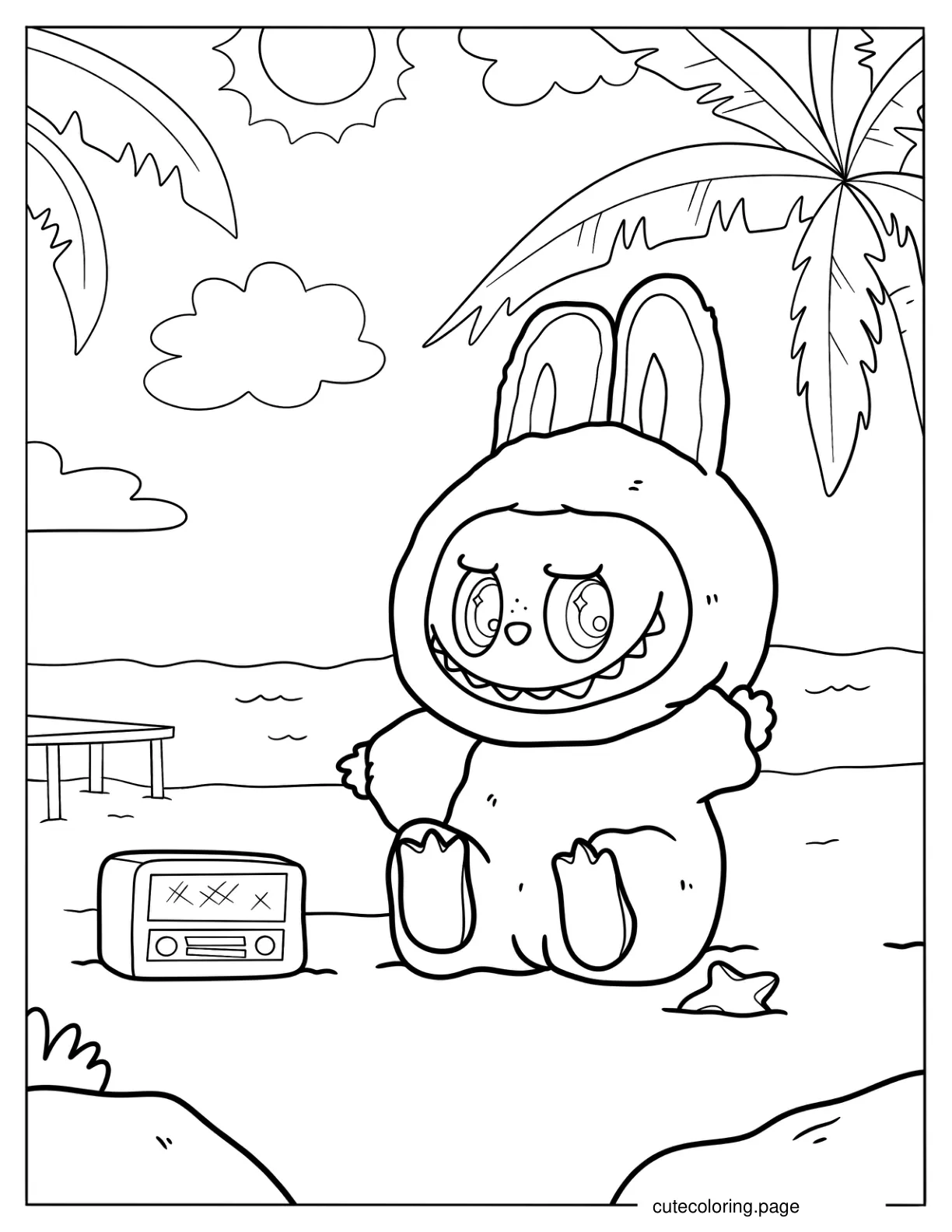 Zimomo Lounging At The Beach Coloring Sheet coloring page