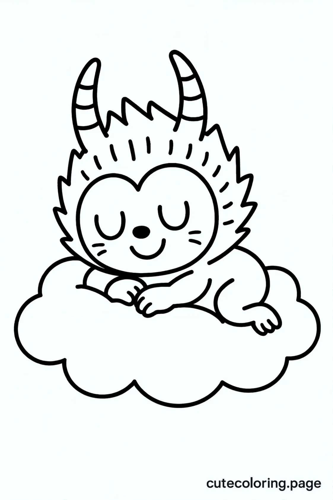 labubu sleep in cloud coloring page
