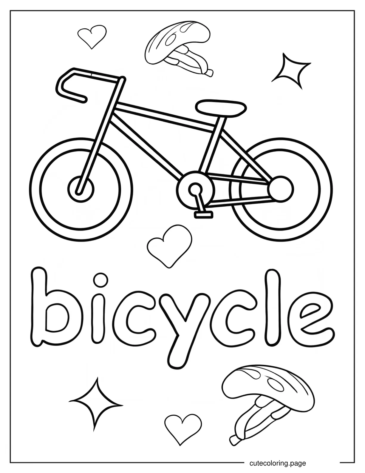 Bicycle Flashcard Coloring Page For Kids coloring page