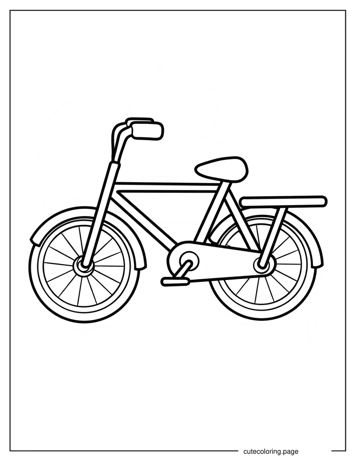 Cartoon Bicycle Outline Coloring Sheet For Preschoolers coloring page