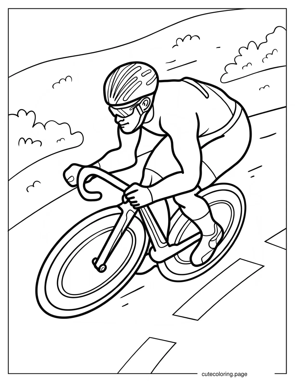 Man Racing On Bicycle Coloring Page coloring page