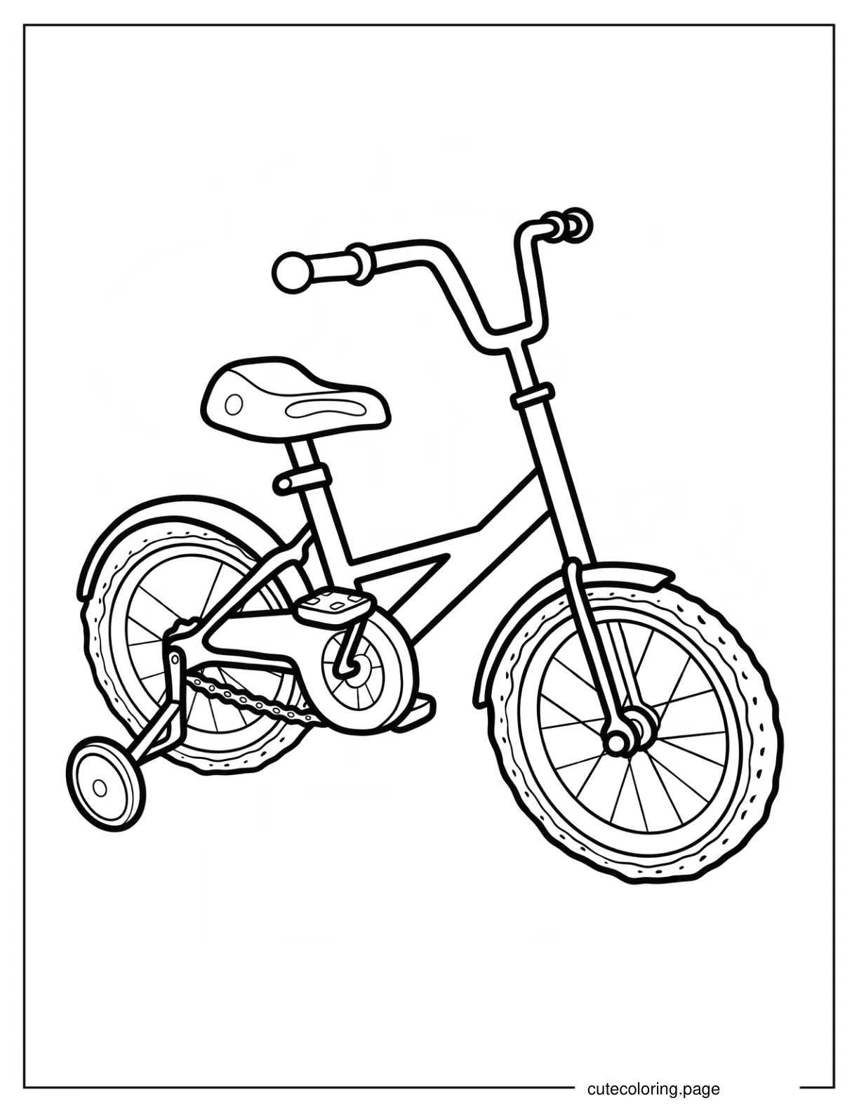 Simple Kids Bicycle With Training Wheels Coloring Sheet coloring page