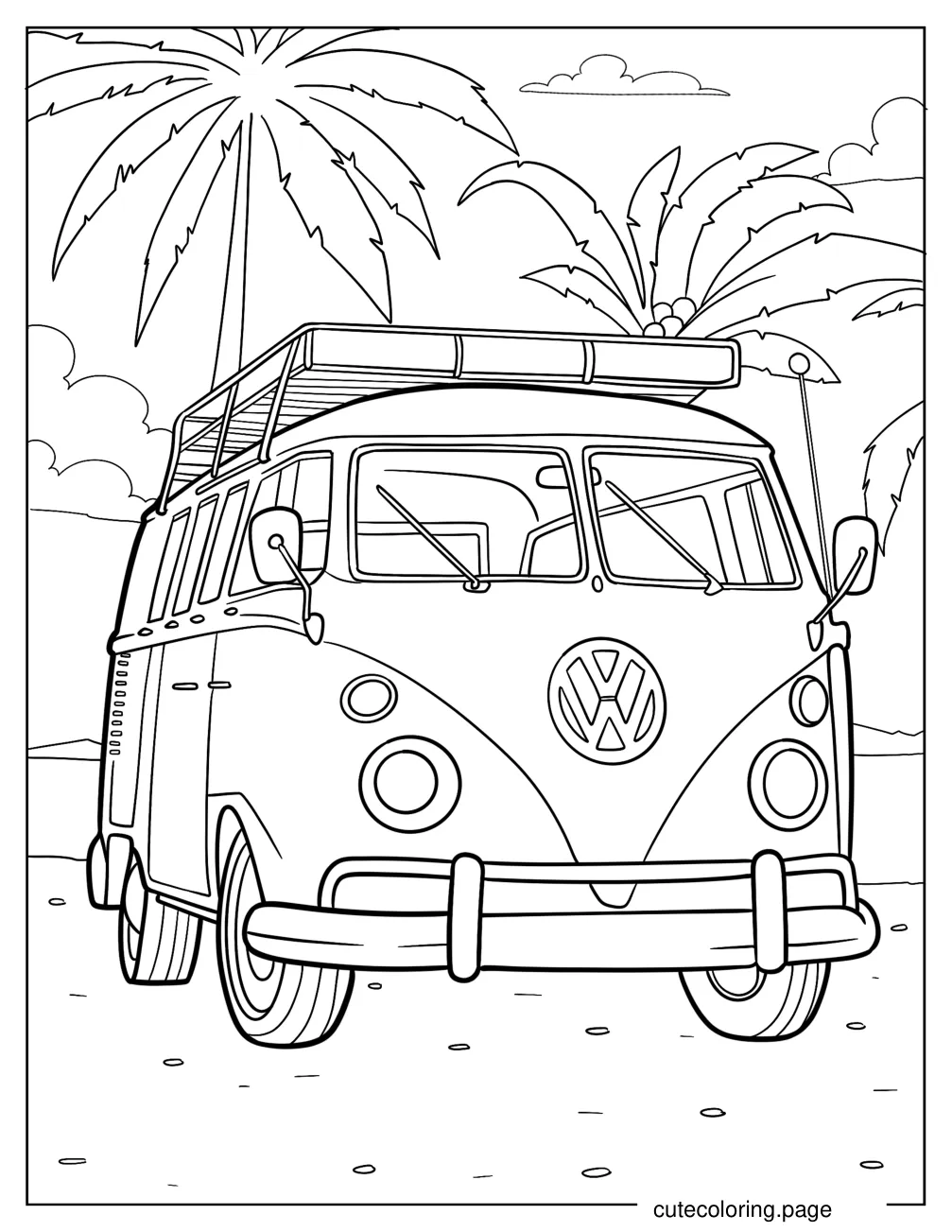 Easy Volkswagen Camper Van Coloring Page coloring page