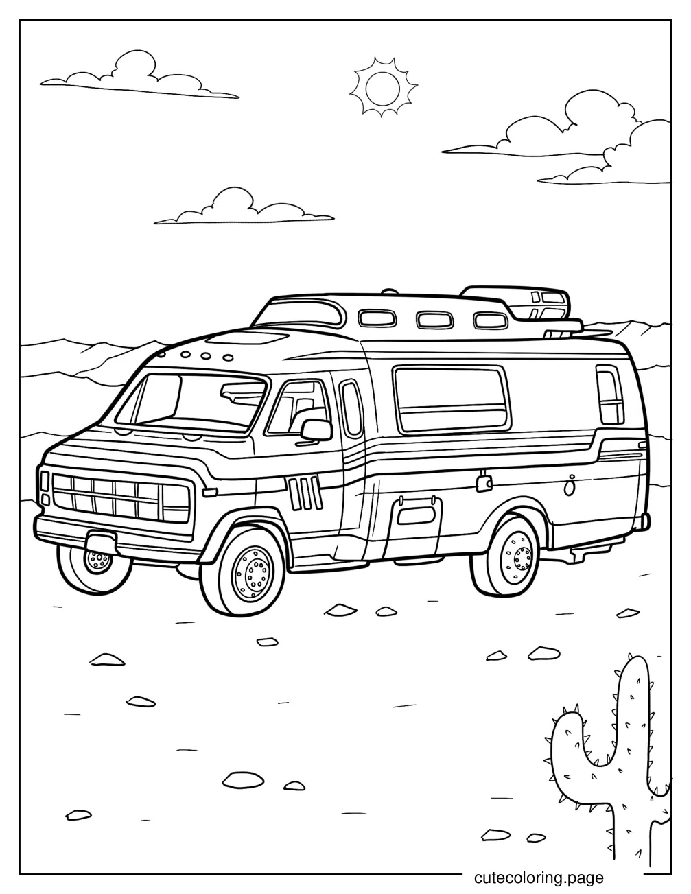 GMC Vandura RV In The Desert coloring page