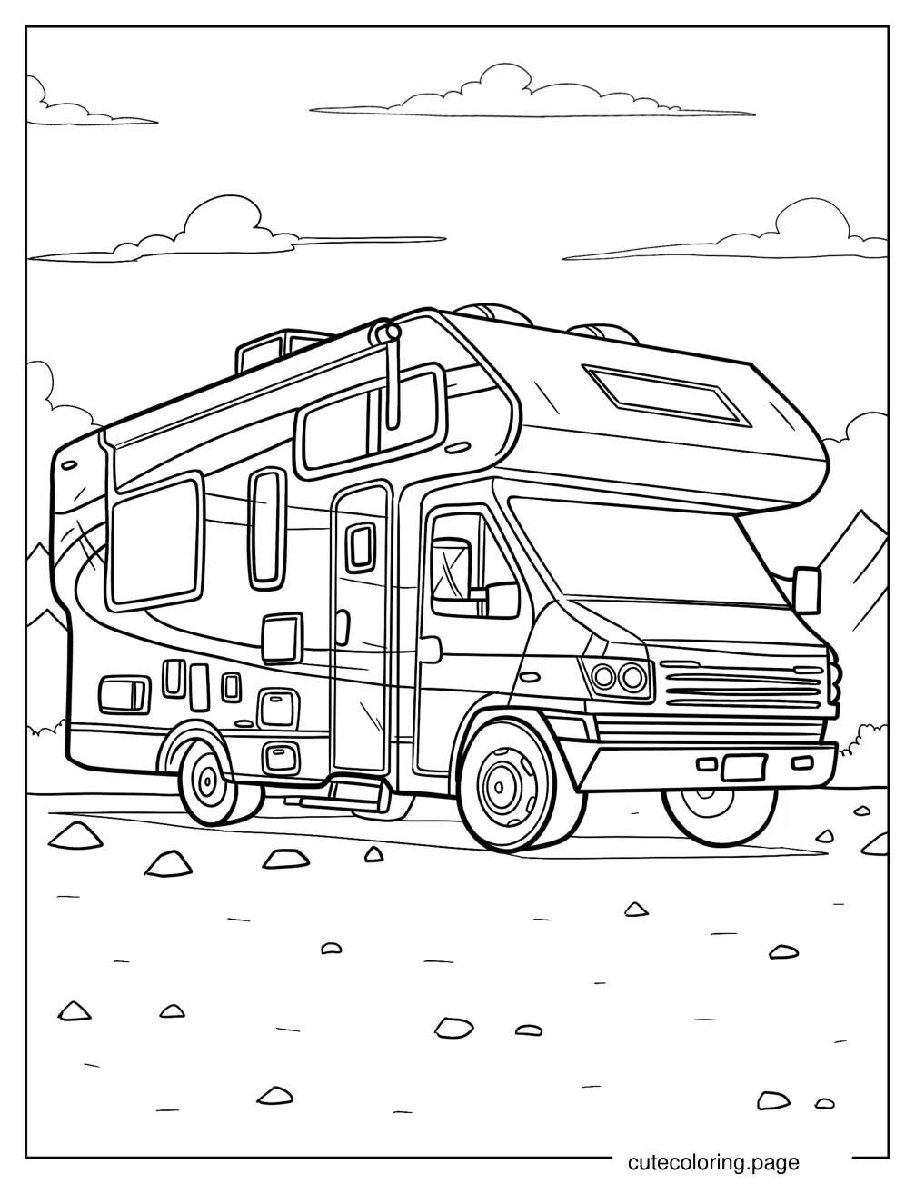 Large Campervan On The Road coloring page