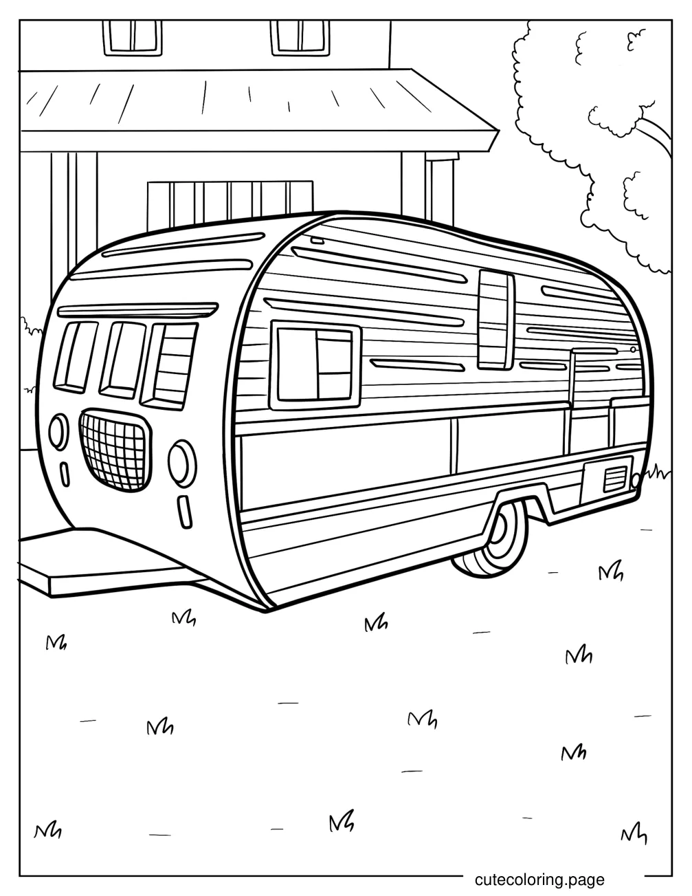 Vintage Campervan Coloring Sheet coloring page