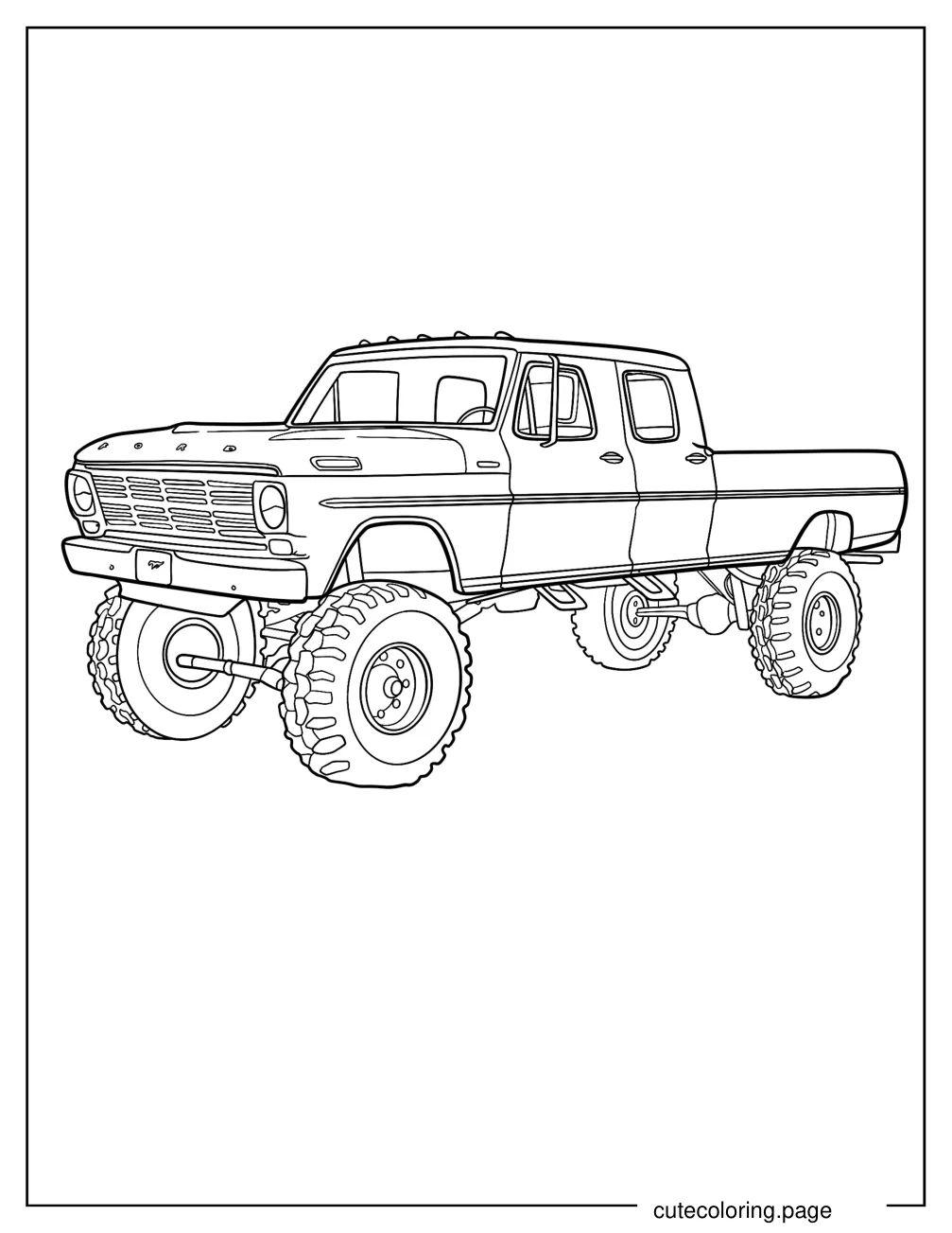 Vintage Ford Pickup Outline Coloring Page For Kids coloring page