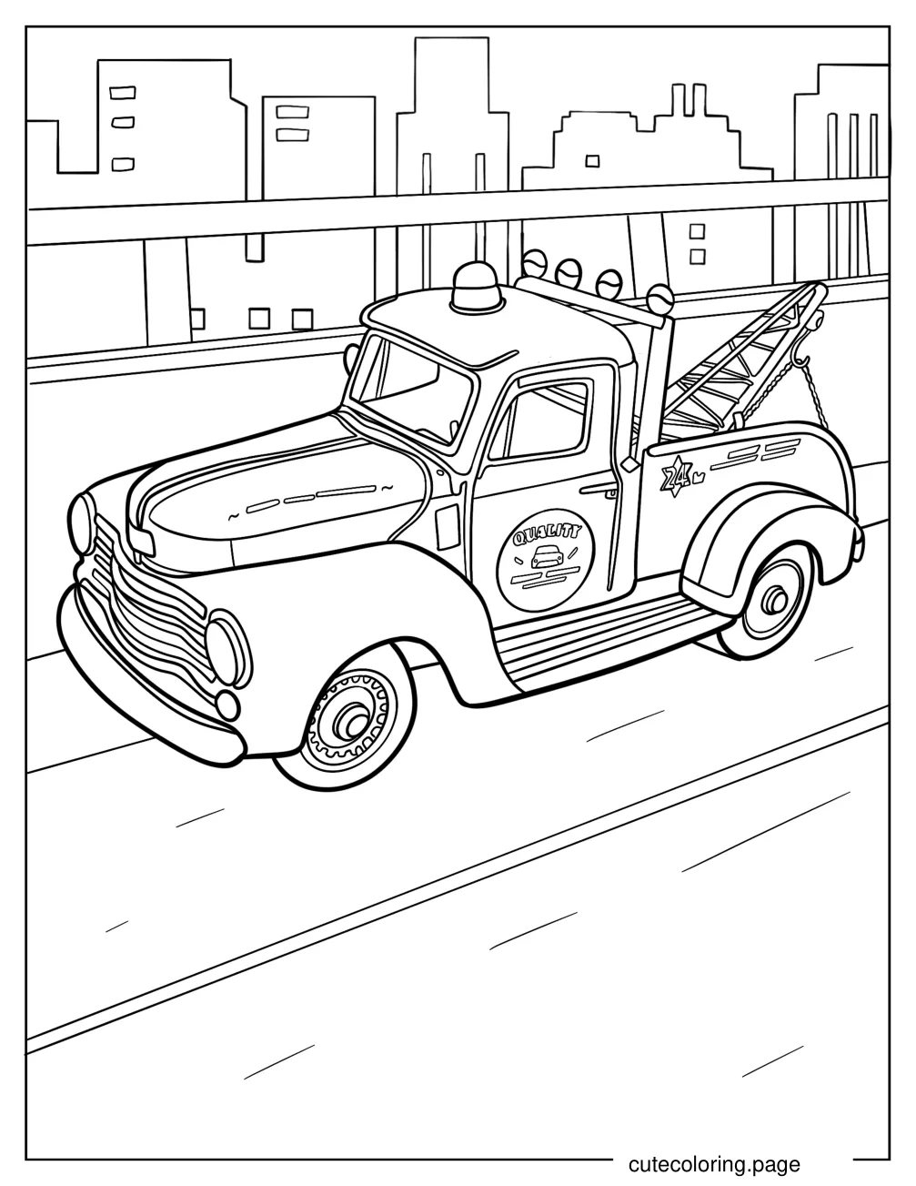 Vintage Tow Truck Coloring Sheet coloring page
