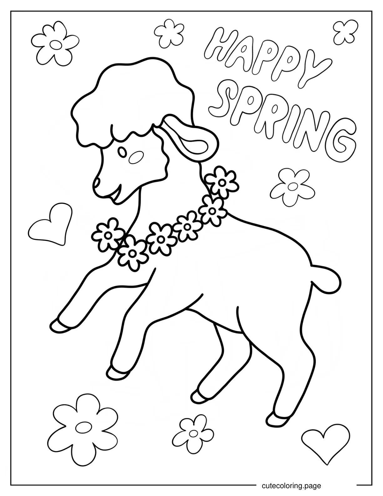 Easy Sheep With Flower Necklace Coloring Page coloring page