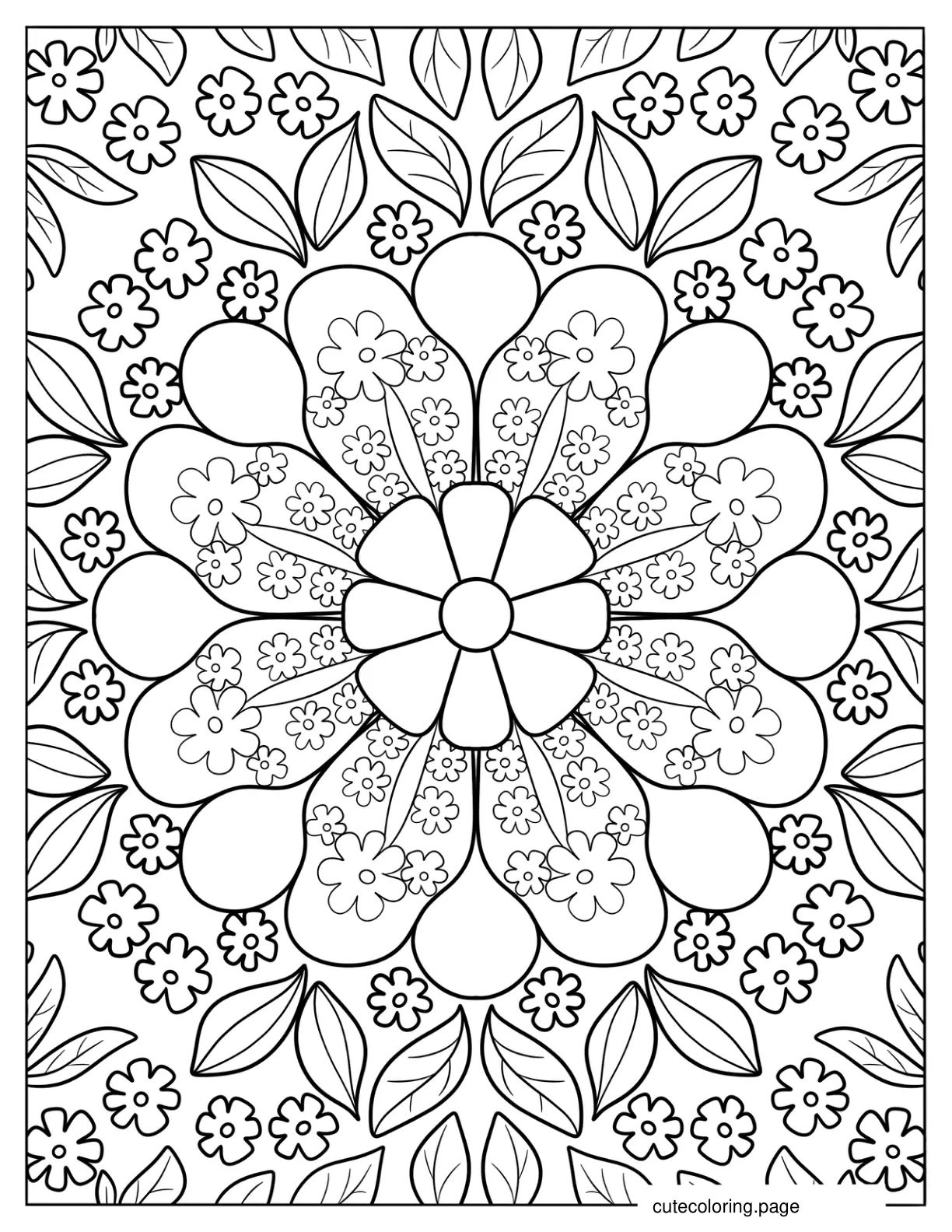 Massive Daisy Spring Mandala Coloring Page For Kids coloring page