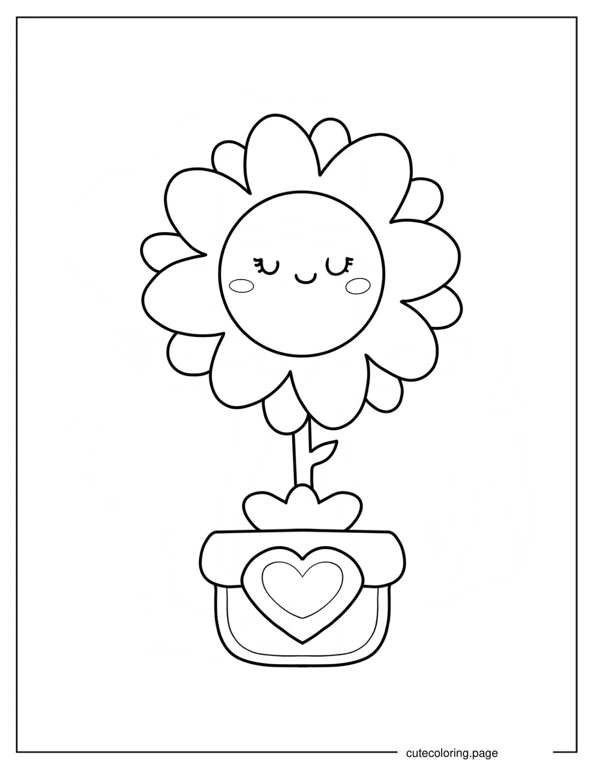Smiling Spring Sunflower Coloring Sheet For Preschoolers coloring page