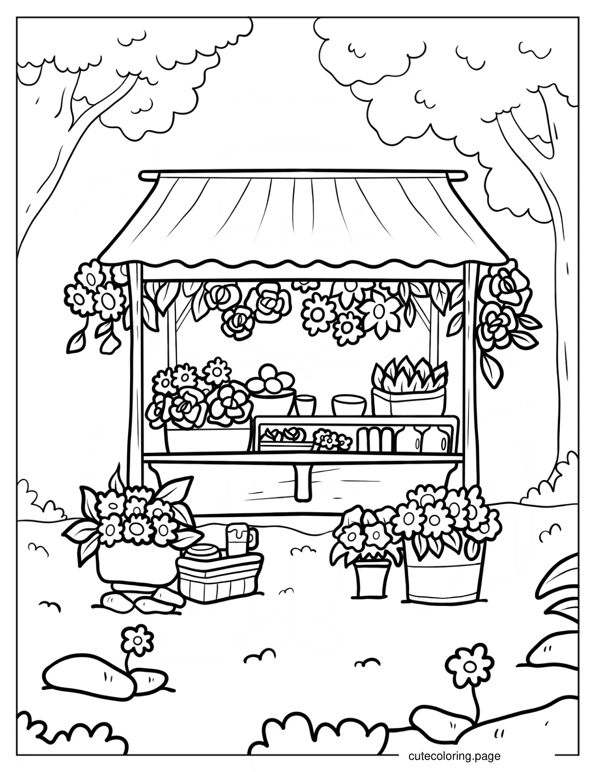 Spring Flower Shop Coloring Page coloring page