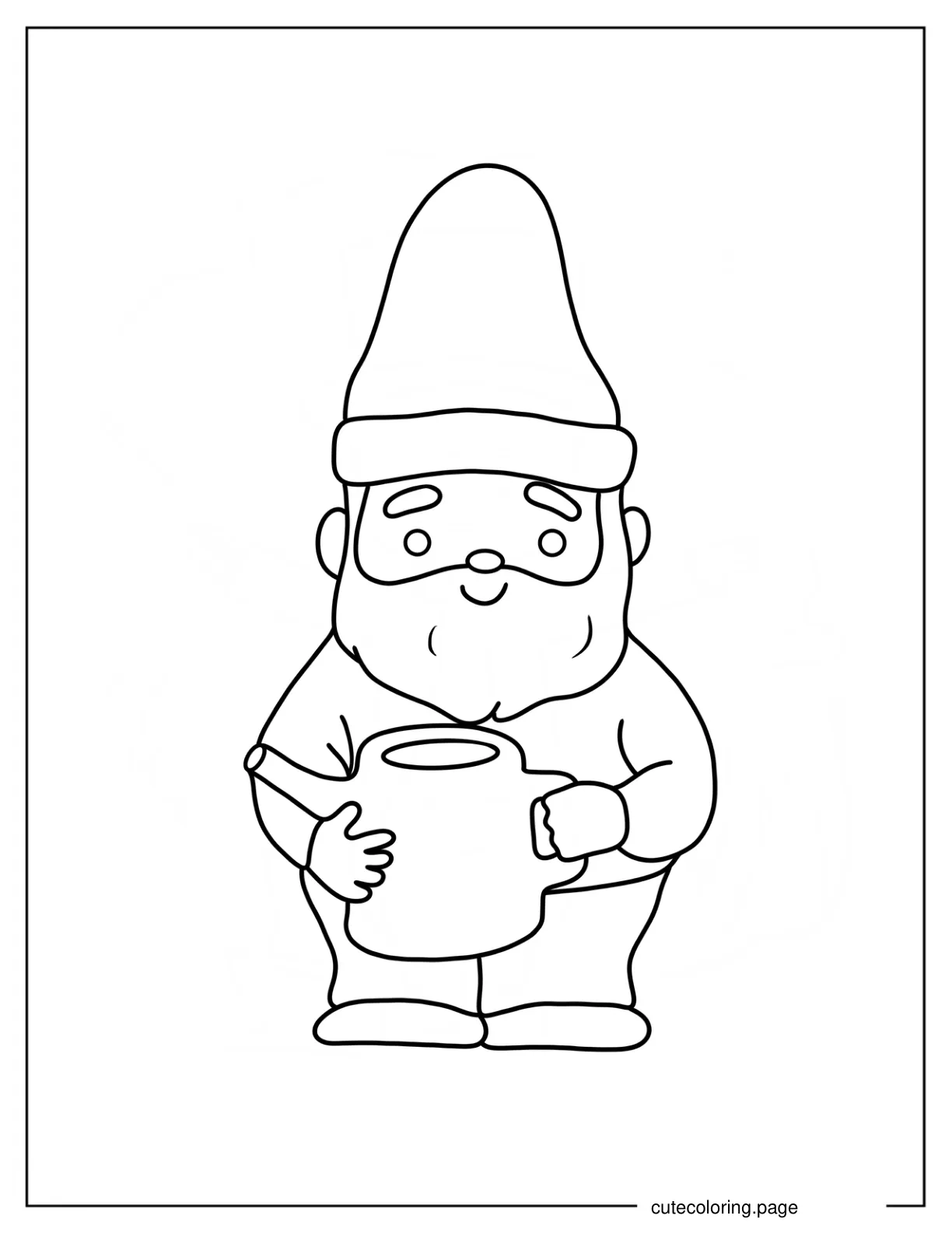 Spring Gnome Outline Coloring Page coloring page