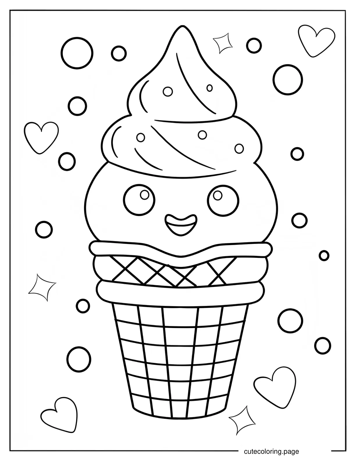 Cute Ice Cream Coloring Sheet For Preschoolers coloring page