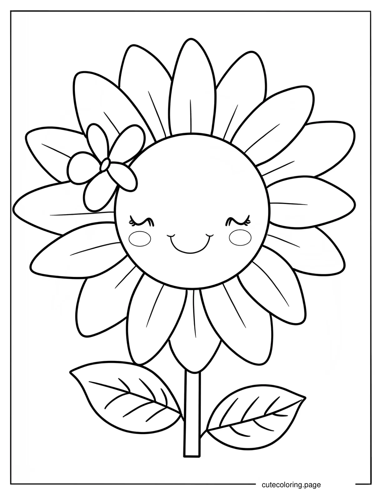 Cute Summer Sunflower Coloring Sheet For Kids coloring page