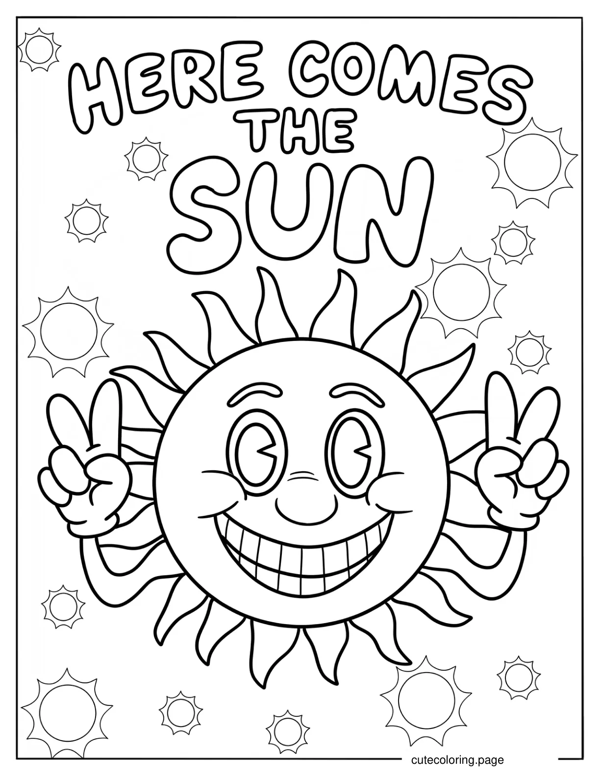Here Comes The Sun Summer Coloring Page coloring page