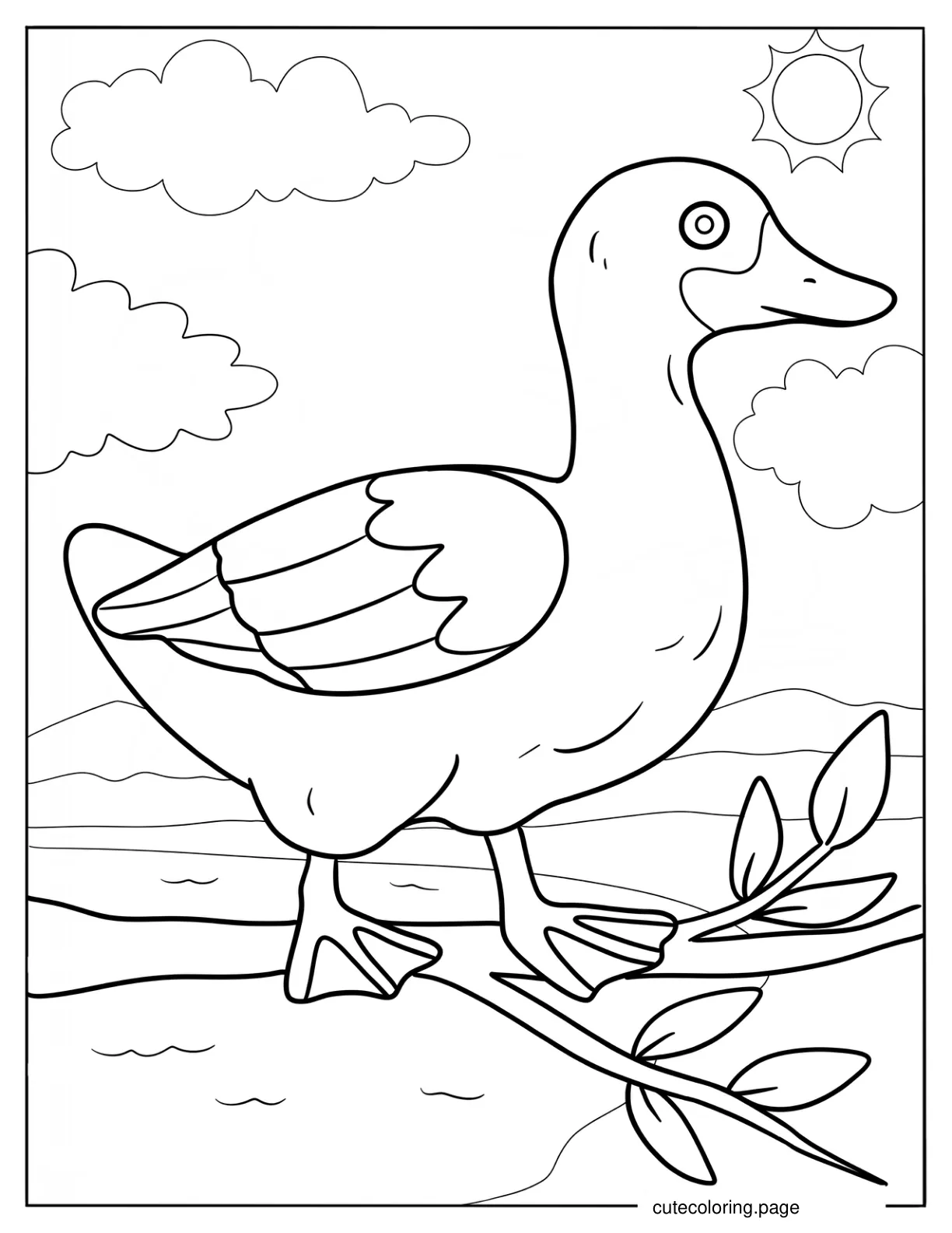 Realistic Duck Under The Summer Sun coloring page