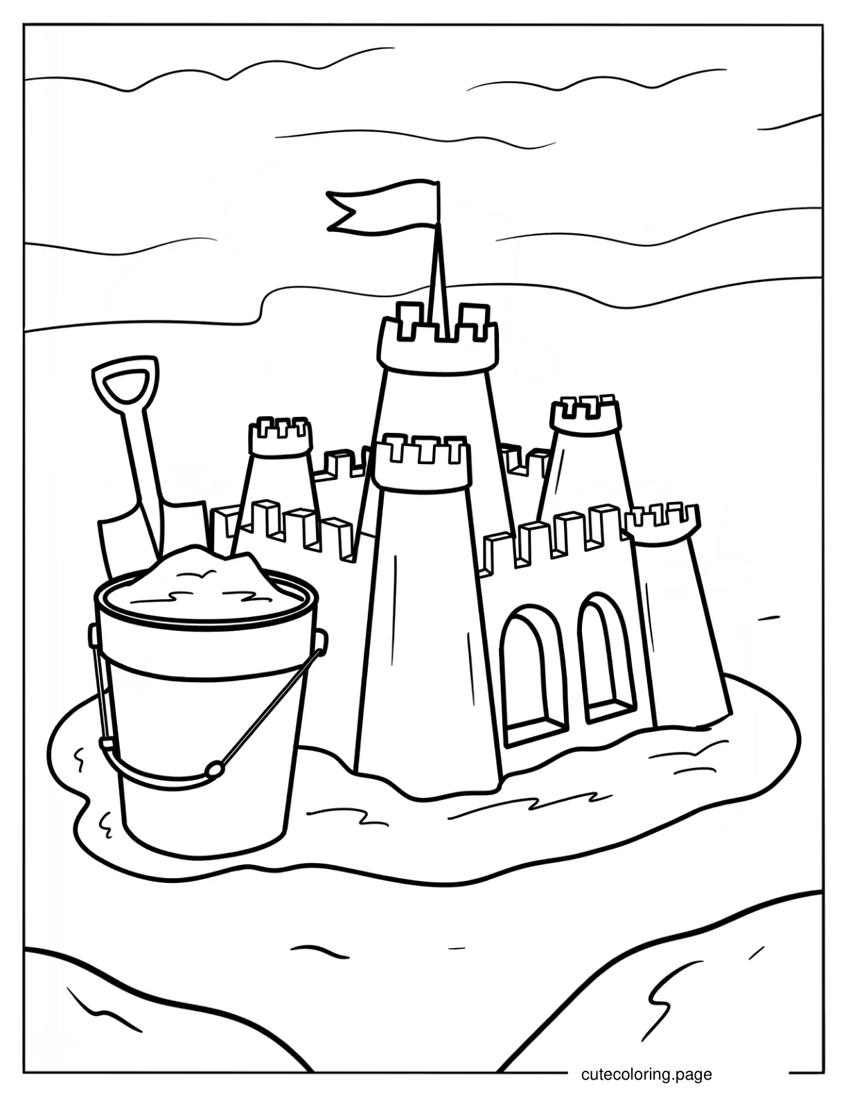 Summer Sand Castle Coloring Page For Kids coloring page