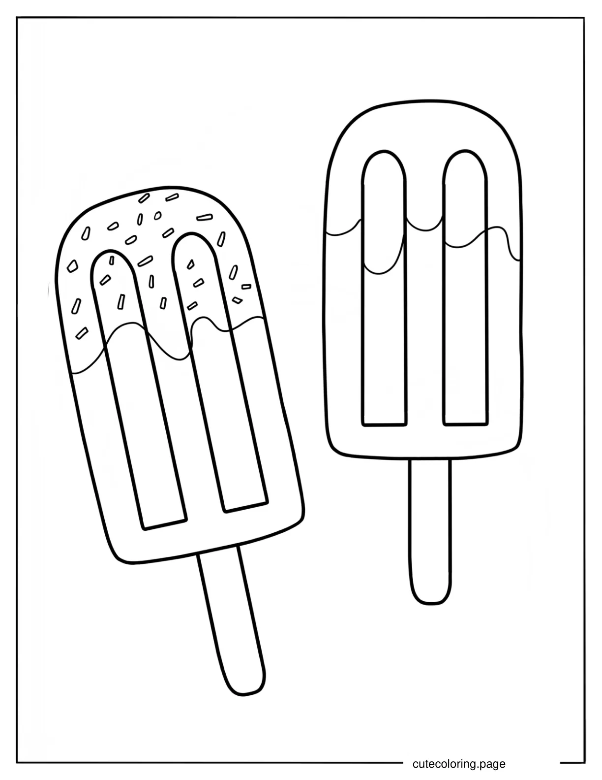 Two Popsicles Melting In The Summer Coloring Page For Kids coloring page